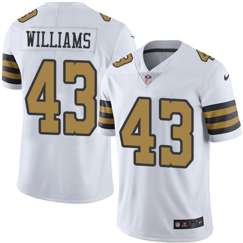 Nike Saints #43 Marcus Williams White Men's Stitched NFL Limited Rush Jersey - Click Image to Close